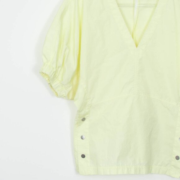3.1 Phillip Lim Yellow Short Sleeve V Neck Puff Sleeve Poplin Top Womens Size 10 - Picture 3 of 8